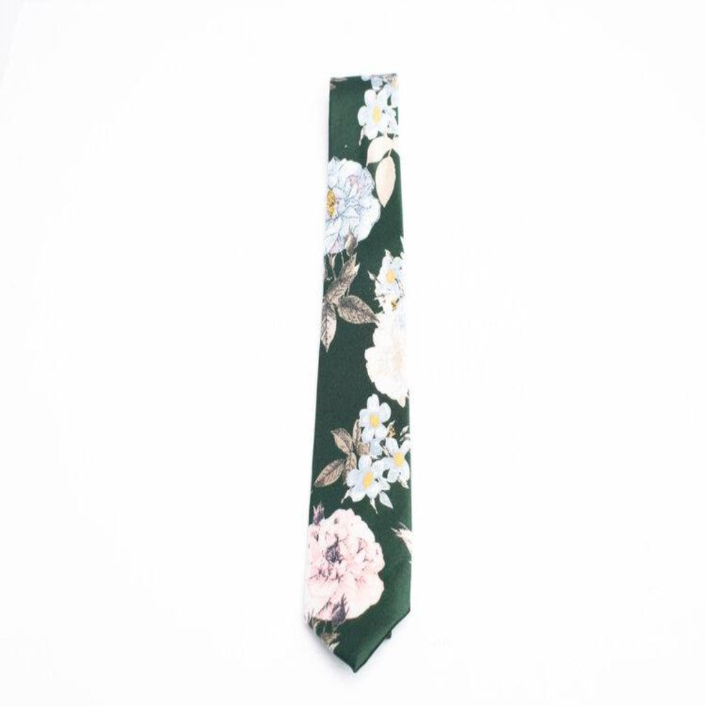 Green floral tie